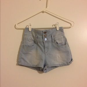 High Waisted Light-Wash Shorts